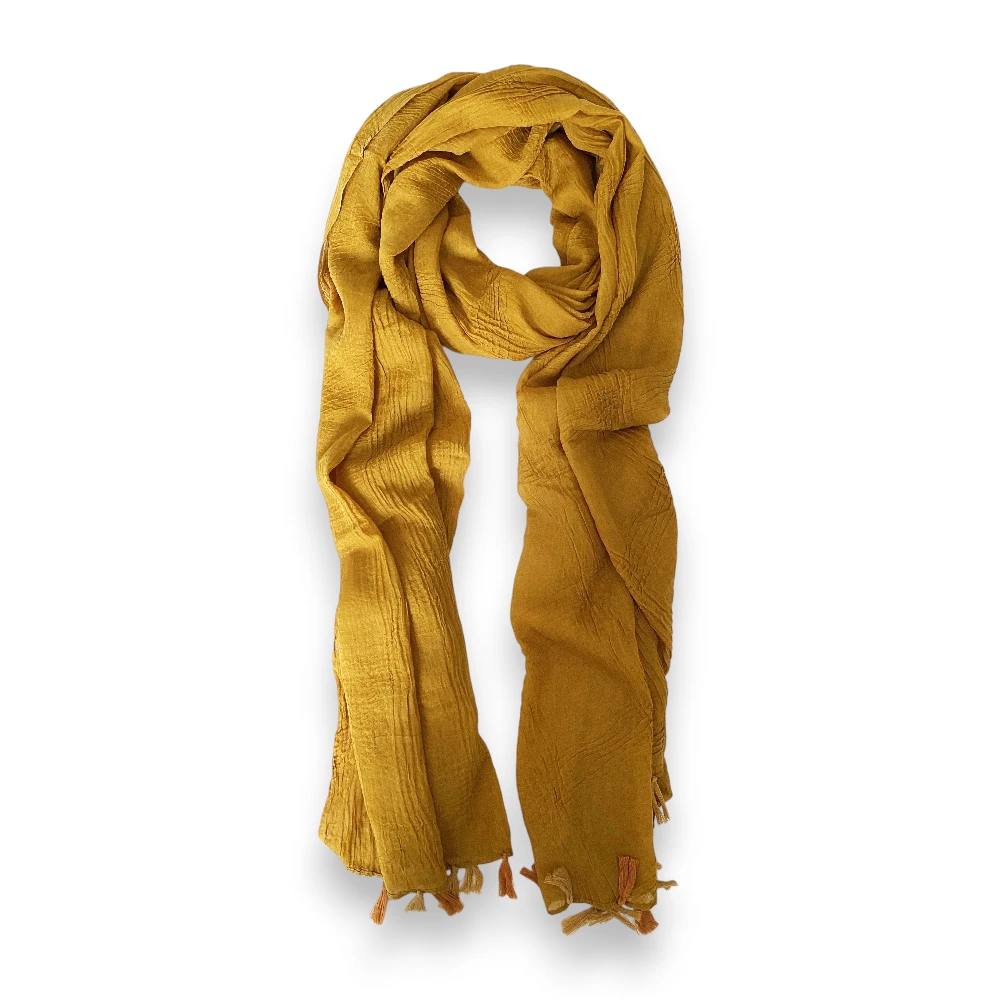 Dalga Desen Uzun Saçaklı Pamuklu Şal-Pareo