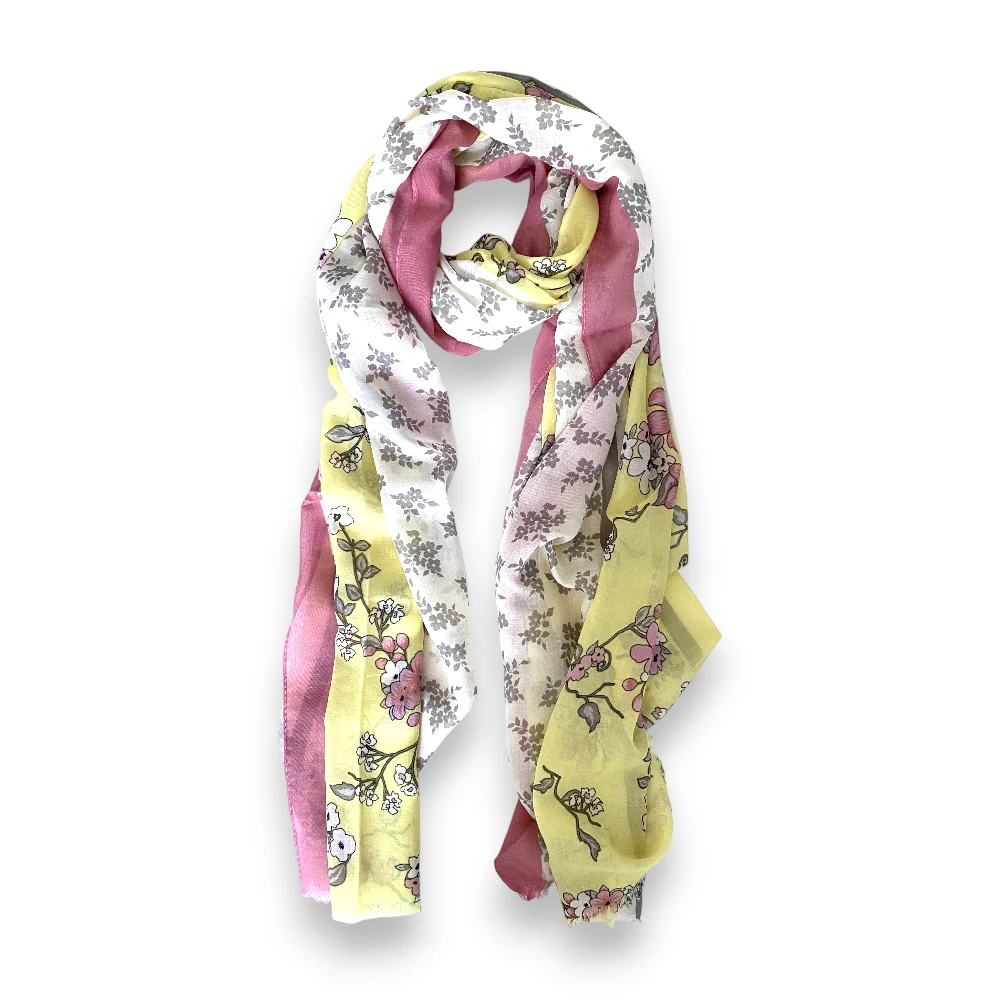 Floral Desen Çift Renk Pamuklu Şal