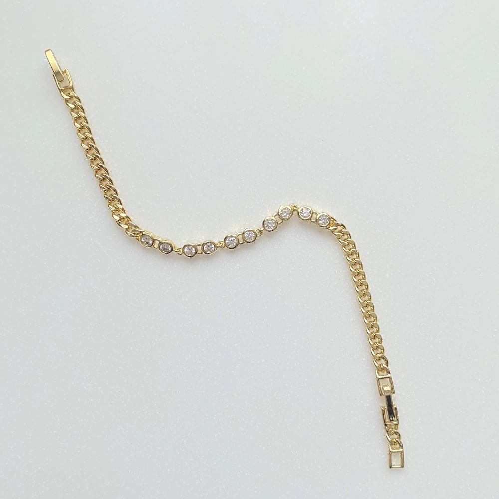 Ortası Yuvarlak Taşlı İnce Gurmet Zincir Bileklik